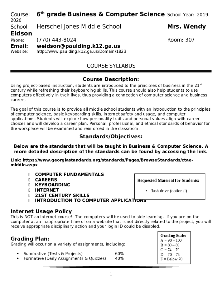 Our School / About Herschel Jones Middle Doc Template pdfFiller