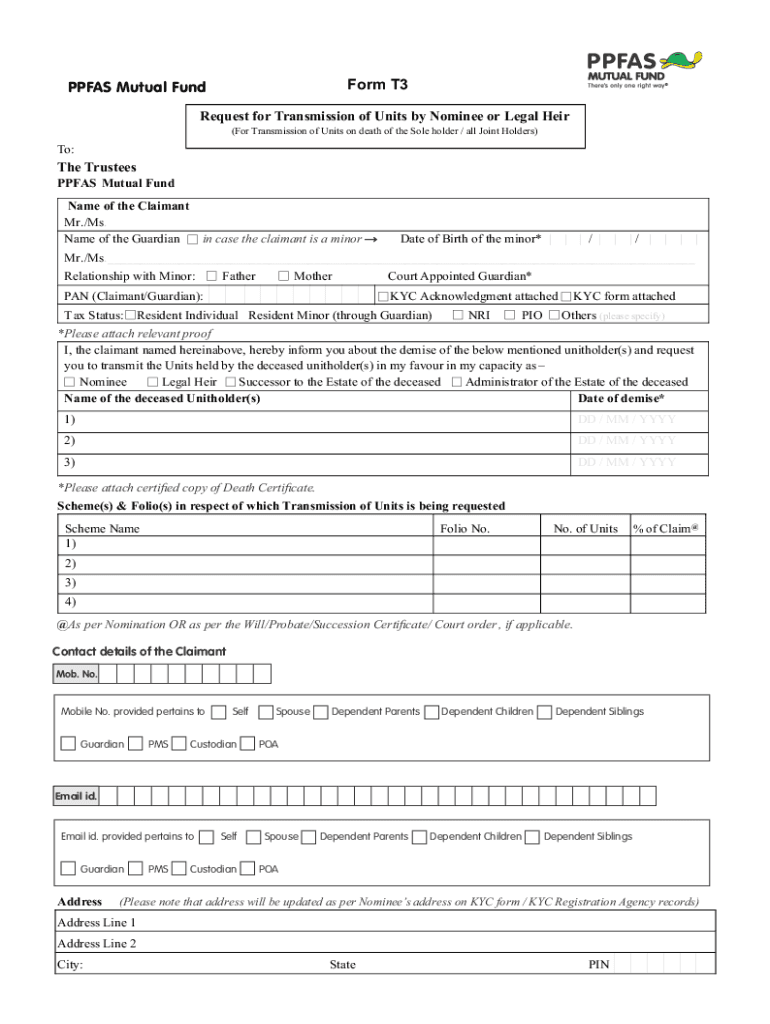 Fillable Online formt3fortransmissionofunitsondeathofthesole