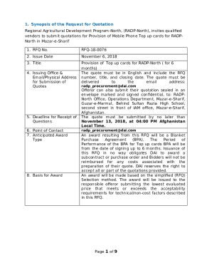 Request for Quotation is widely used for AGPO Tenders