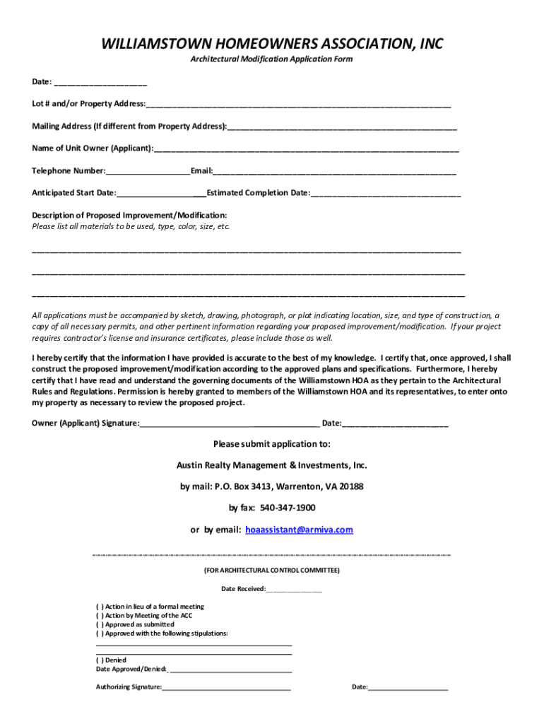Fillable Online Property Modification Request Form Version 2.2 Dated 3 ...