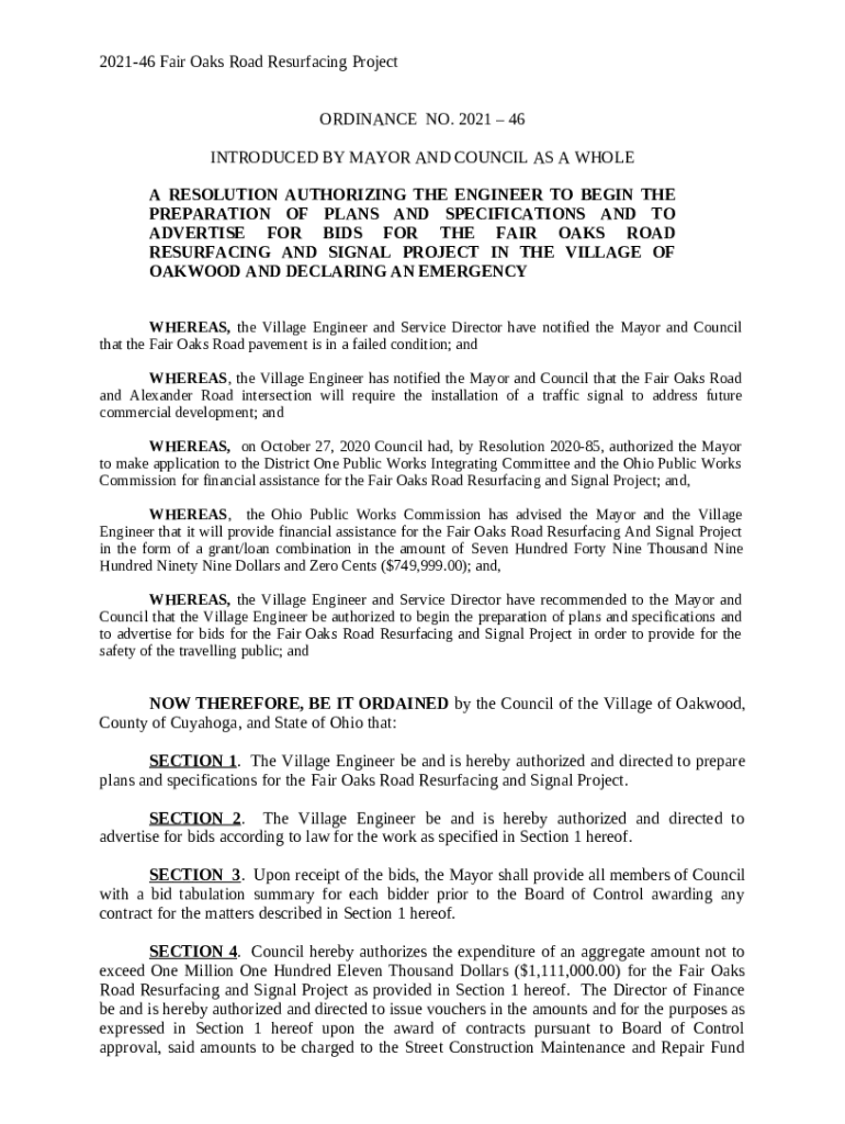 202146FairOaksRoadResurfacingandSignalProject. Doc Template