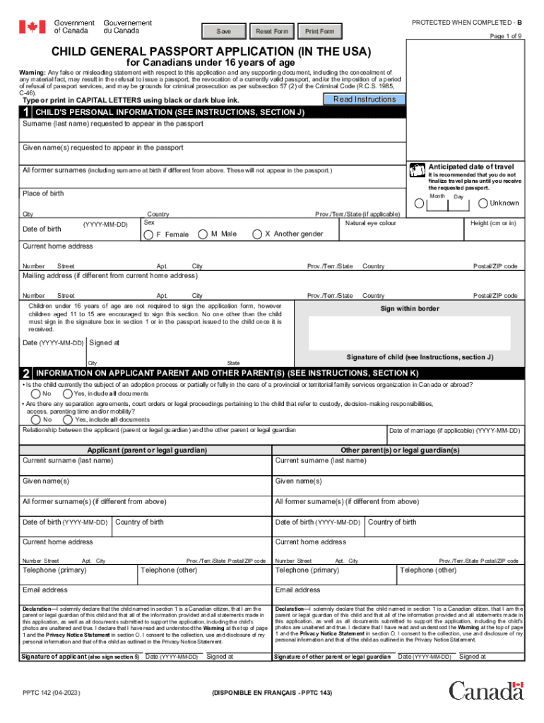 child general passport application Preview on Page 1