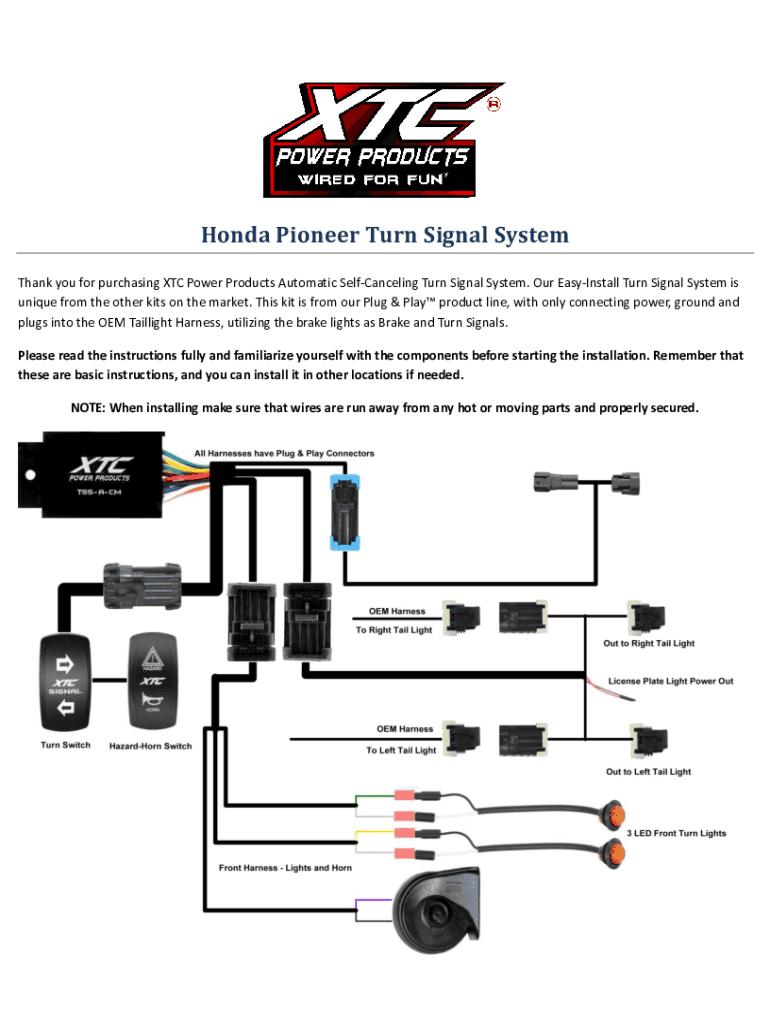 Fillable Online Honda Pioneer 7001000 Plug & Play Turn Signal Kit w