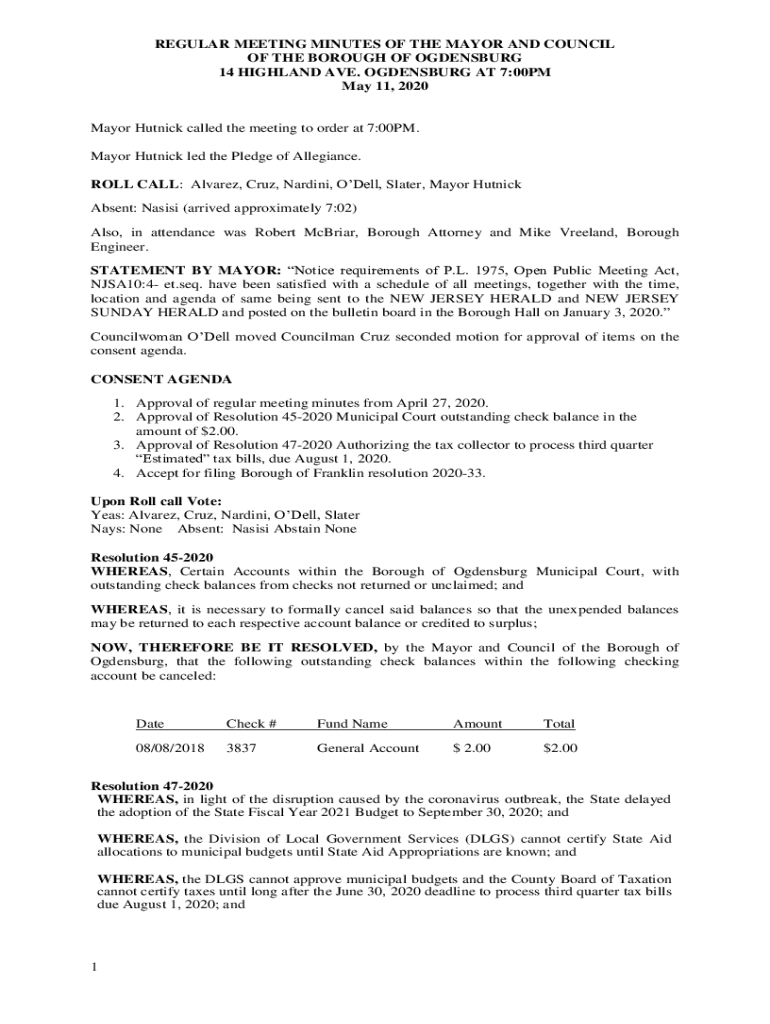 Fillable Online Ogdensburg votes in new mayor and four city council