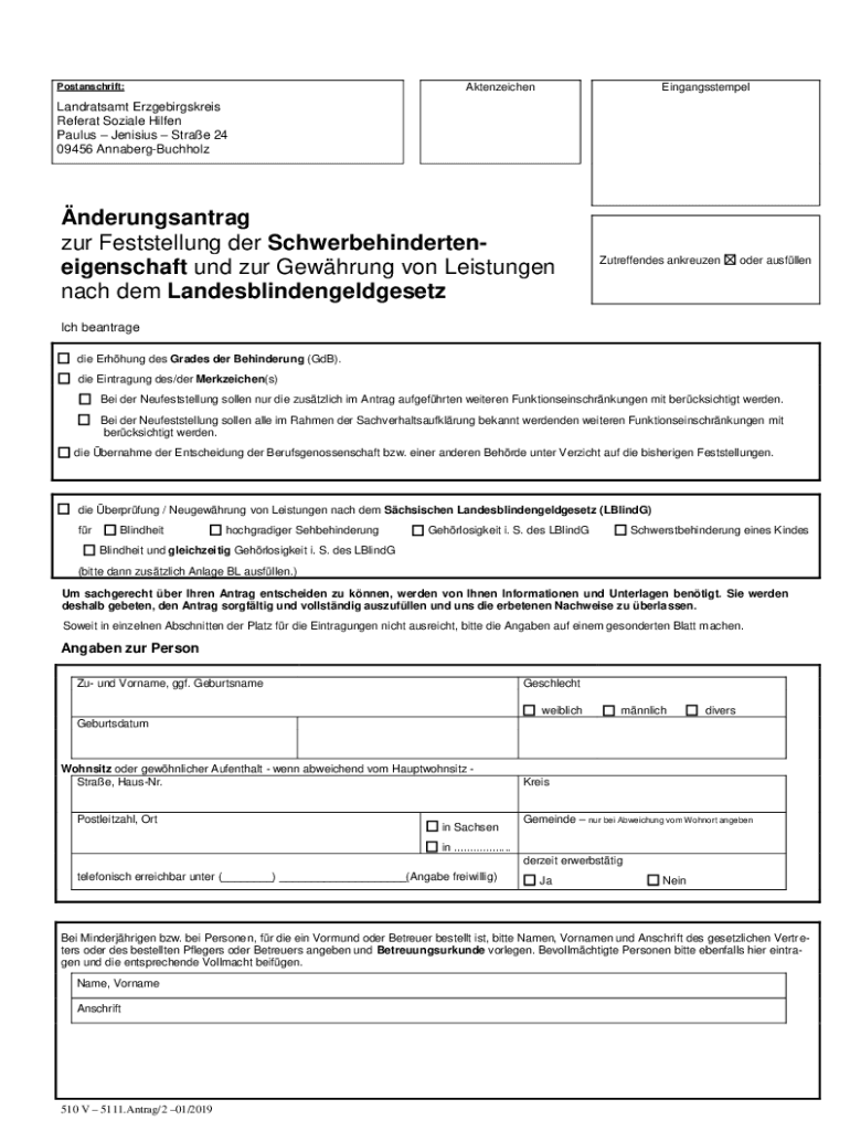 änderungsantrag Schwerbehinderung Formular Hessen Zum Ausfüllen Ausfüllbar Online nderungsantrag zur Feststellung der Schwerbehinderten
