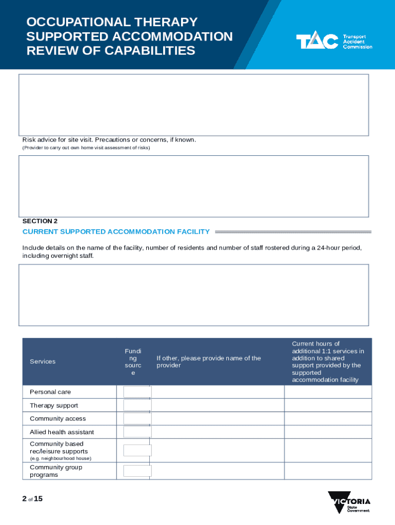 TAC Occupational Therapy Supported Review of Capabilities