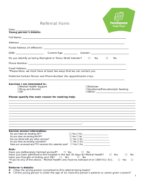 Service Provider Referral Referral Details Doc Template | pdfFiller