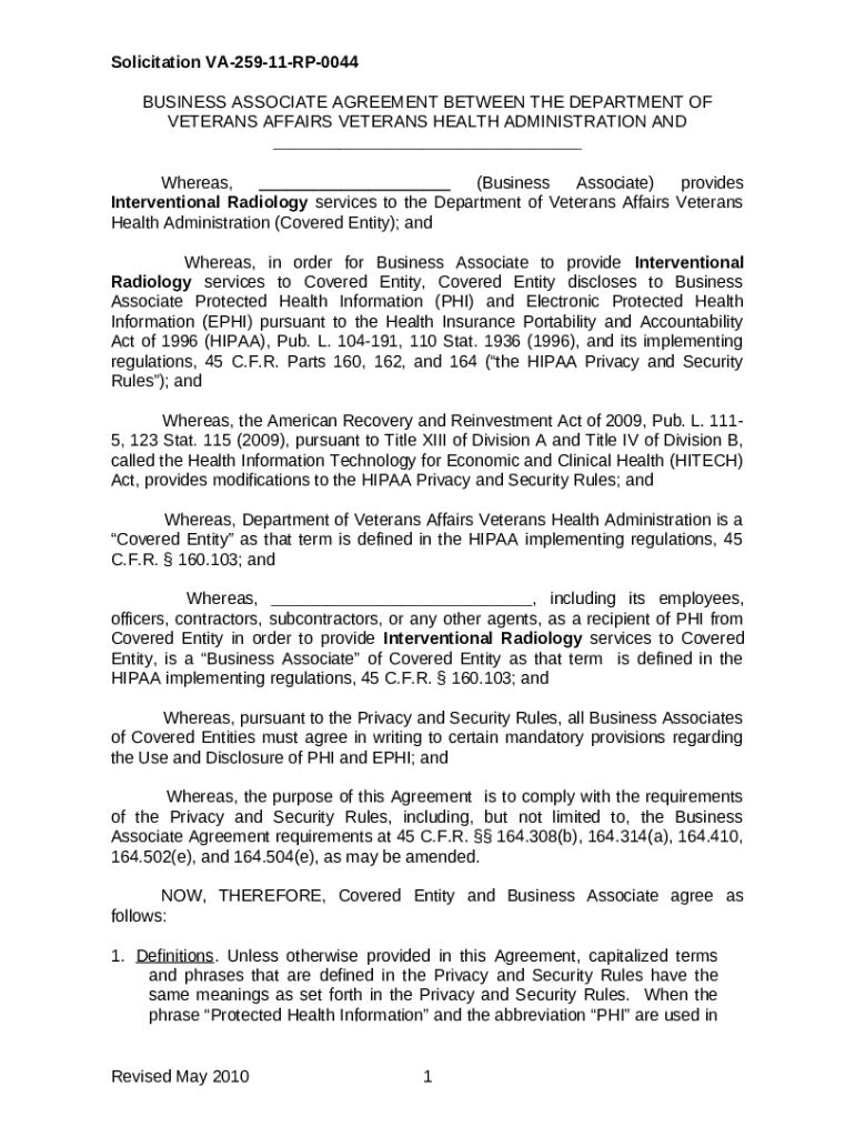 BUSINESS ASSOCIATE AGREEMENT. Business Associate Agreement Template Doc Template pdfFiller