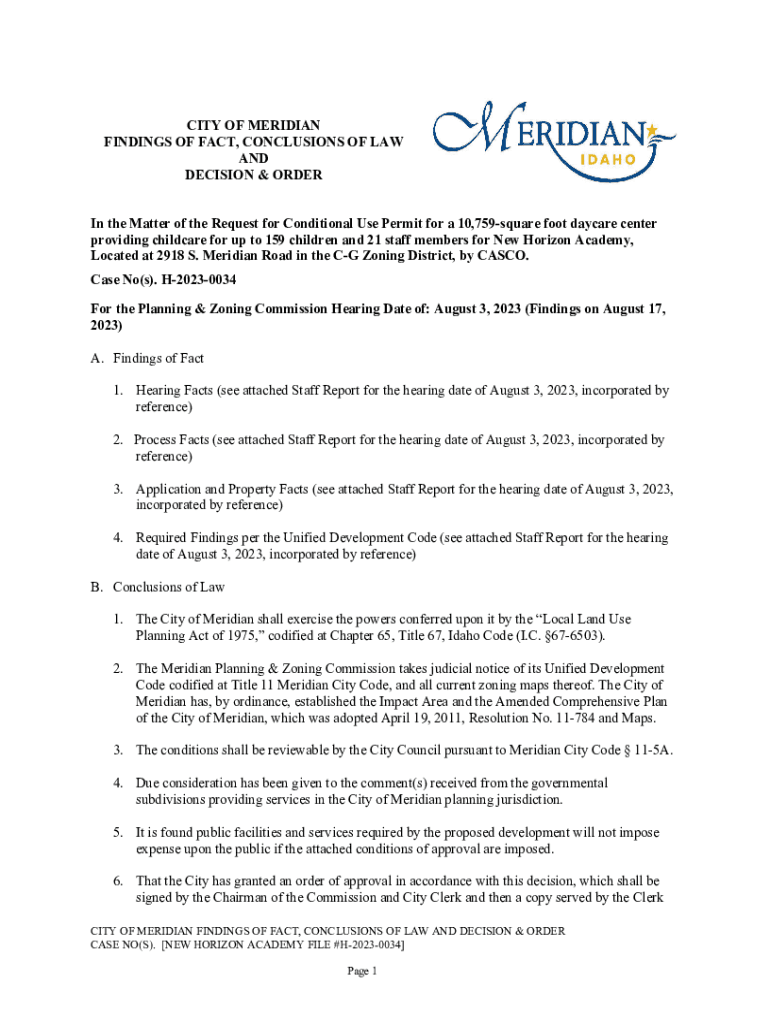 Fillable Online In the Matter of the Request for Conditional Use Permit
