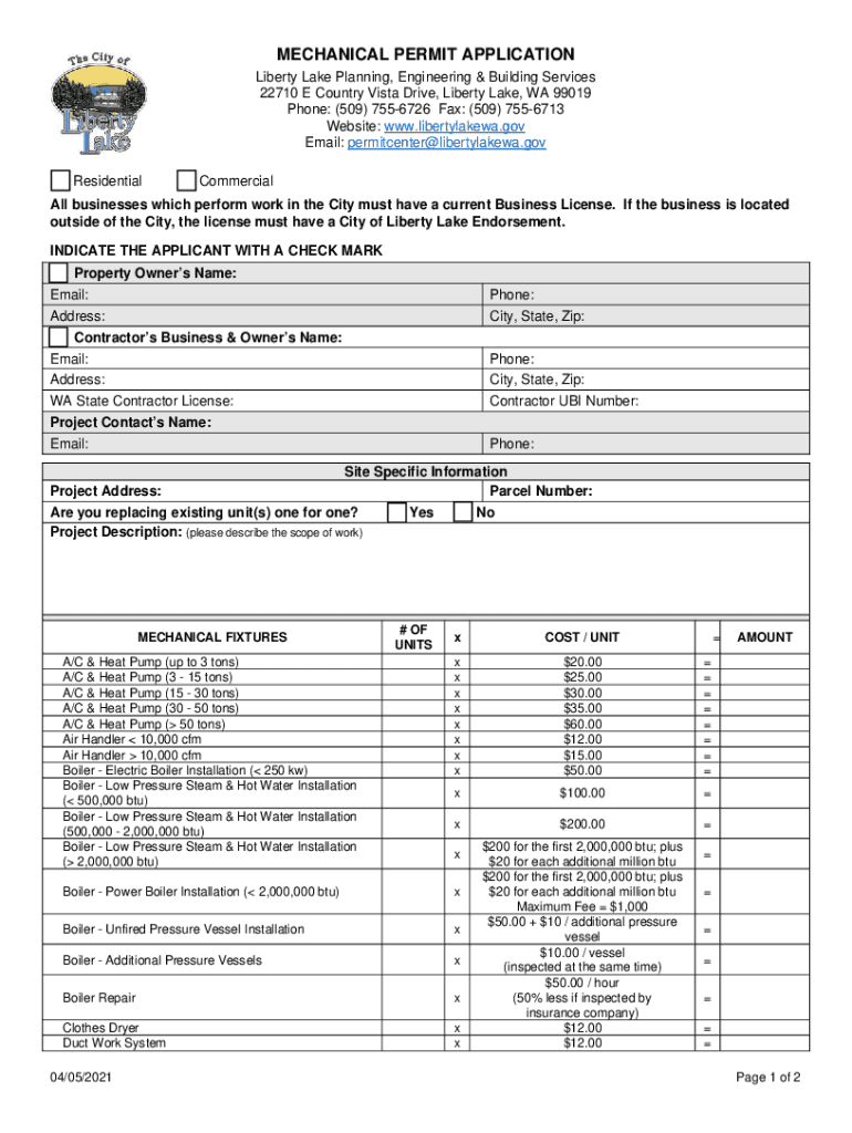 Online PermitsLiberty Lake, WA - Official Website Preview on Page 1