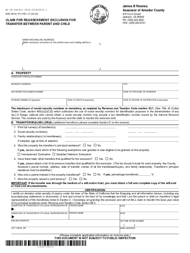 claim reassessment exclusion transfer parent child Preview on Page 1