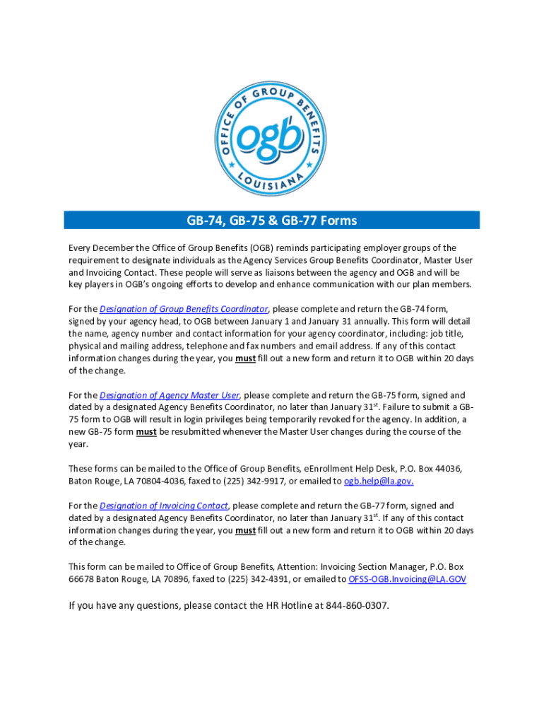 Fillable Online Office of Group Benefits (OGB) Forms Fax Email Print pdfFiller