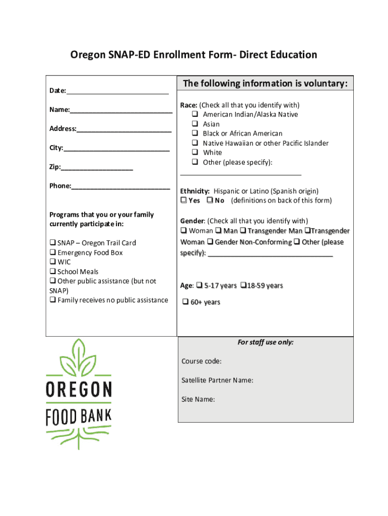 Fillable Online Multnomah County SNAP (food stamps) Questions and ...