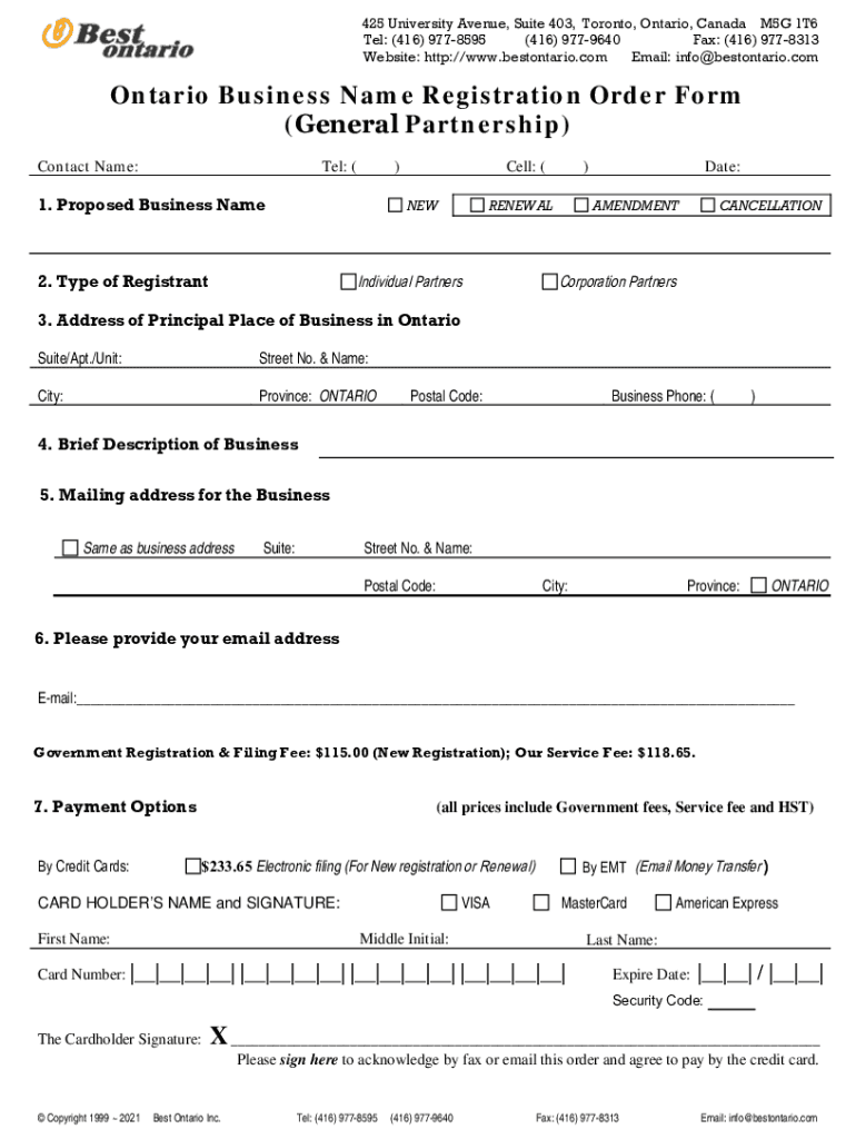 canada business name registration Preview on Page 1