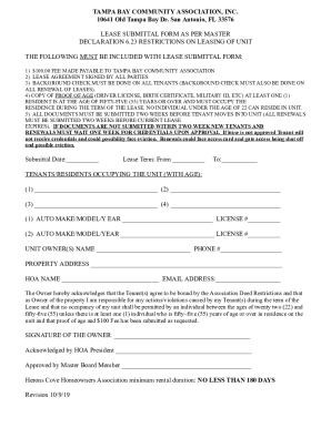 Deer Hollow Lease Rules and Submittal Form
