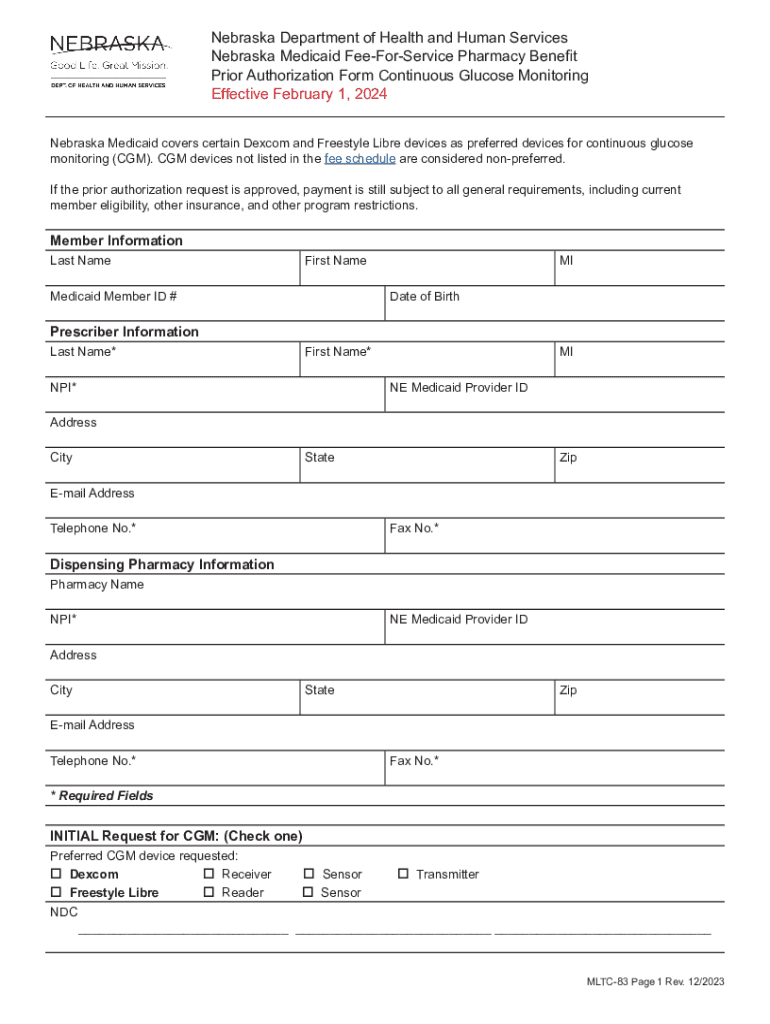 Fillable Online CGM NE Medicaid Prior Authorization Form. Fax Email