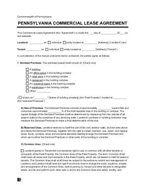 PENNSYLVANIA COMMERCIAL LEASE AGREEMENT Legal ...