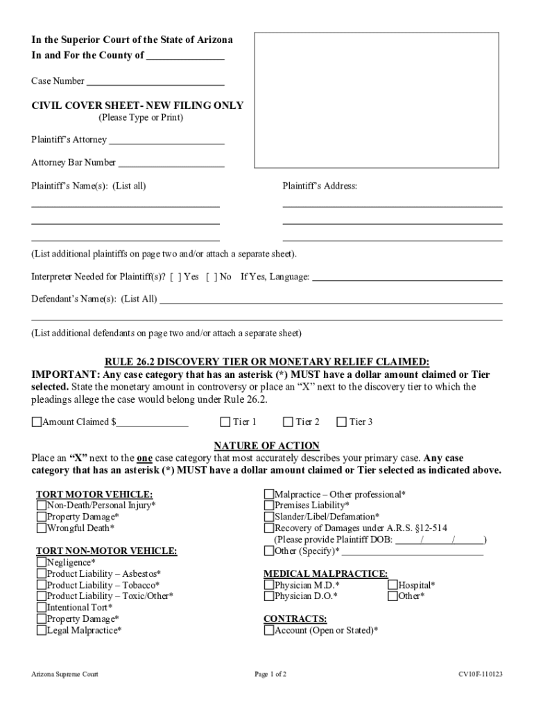 2023 Form AZ Foreign Judgment (Civil Case Types) Pinal County Fill