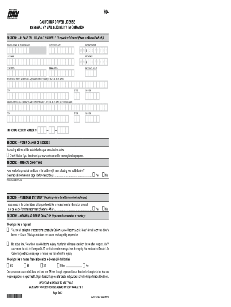 Ca dmv license renewal form pdf: Fill out & sign online Preview on Page 1