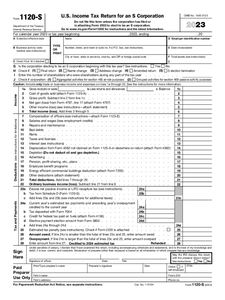 other deductions worksheet 1120s Preview on Page 1