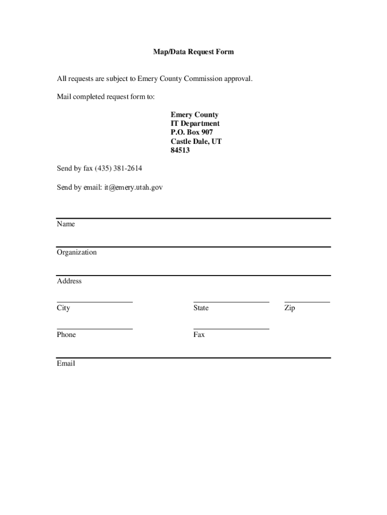 Fillable Online Map/Data Request Form All requests are subject to ...