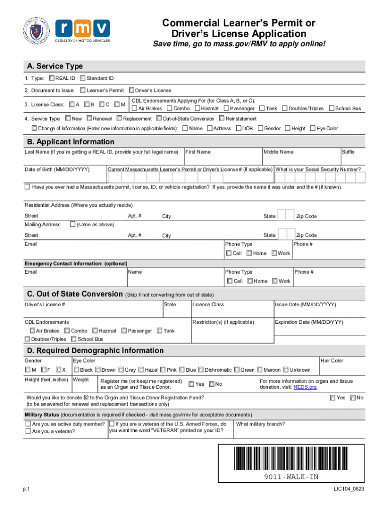 ma permit drivers license Preview on Page 1