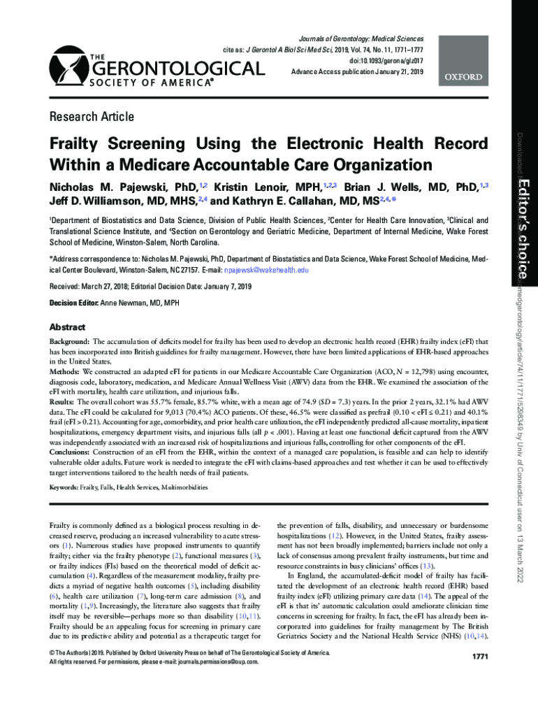 Fillable Online The Journals of Gerontology Series A Biological