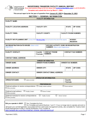 Registered Transfer Facility Annual Report Form. Registered Transfer Facility Annual Report Form