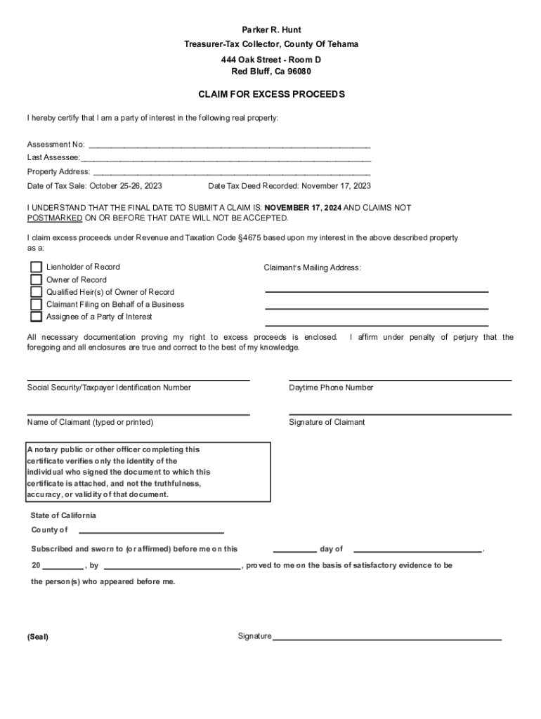 Fillable Online Tax sale brings in nice return for Tehama County Fax