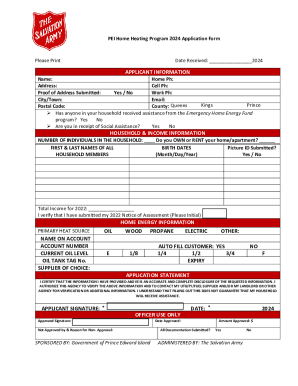 PEI Home Heating Program 2024 Application Form