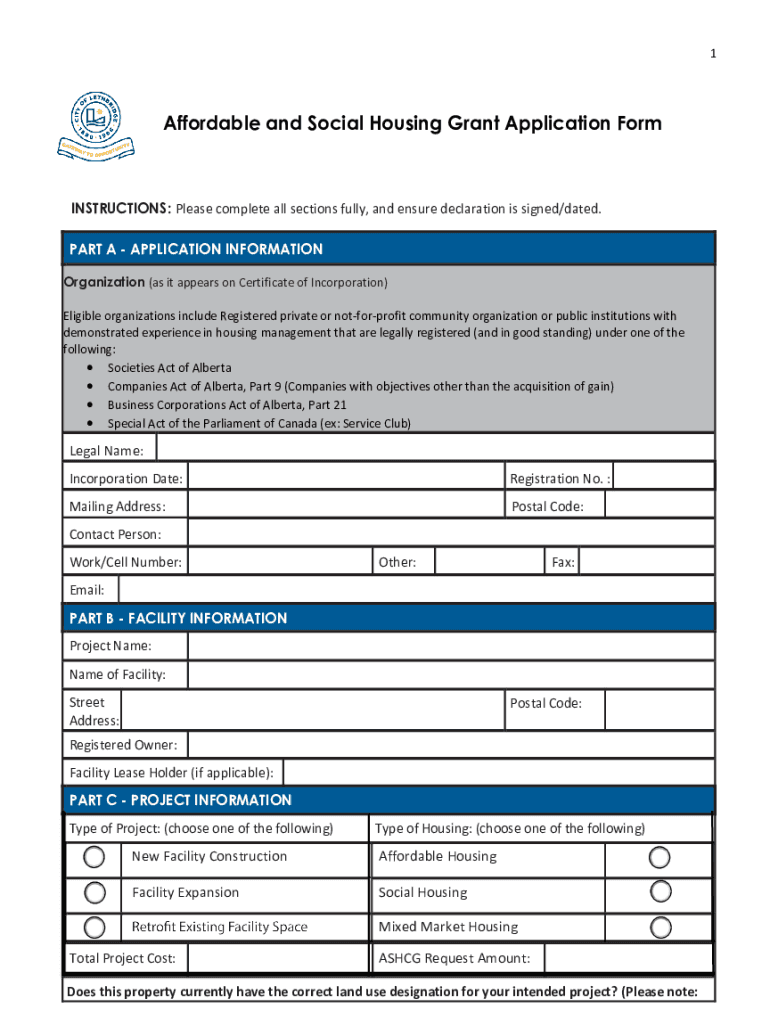 Fillable Online Affordable and Social Housing Grant Application Form Fax Email Print pdfFiller