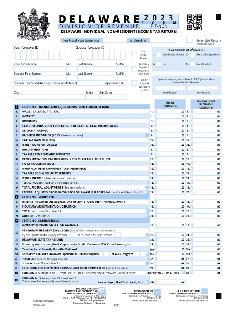 Personal Income Tax Forms Current Year (2023-2024) Preview on Page 1