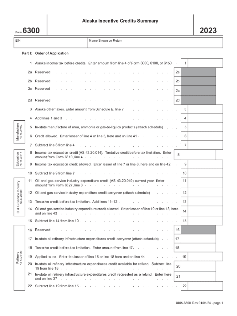 Alaska Form 6300i (Incentive Credits Instructions) Preview on Page 1