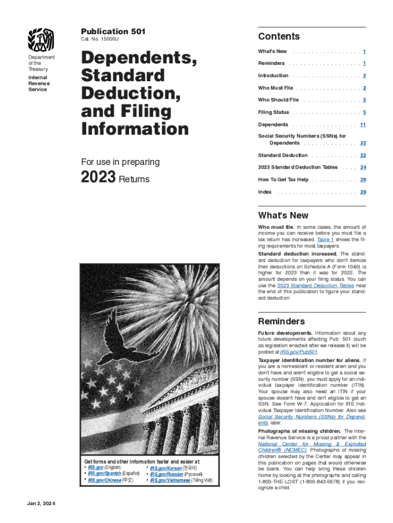 publication 501 for 2023 Preview on Page 1