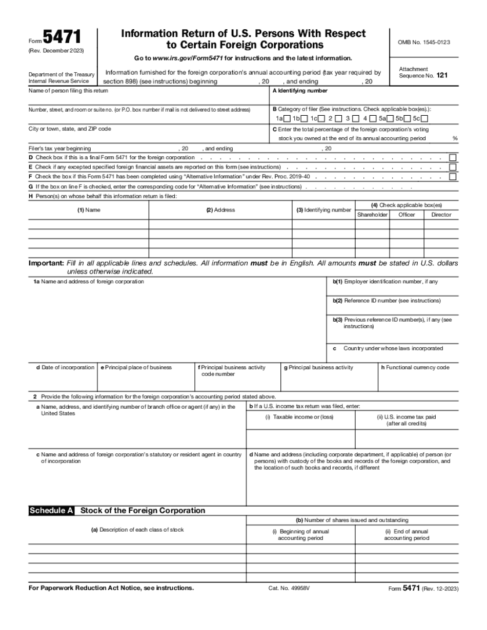 Form 5471 Instructions 2023-2024