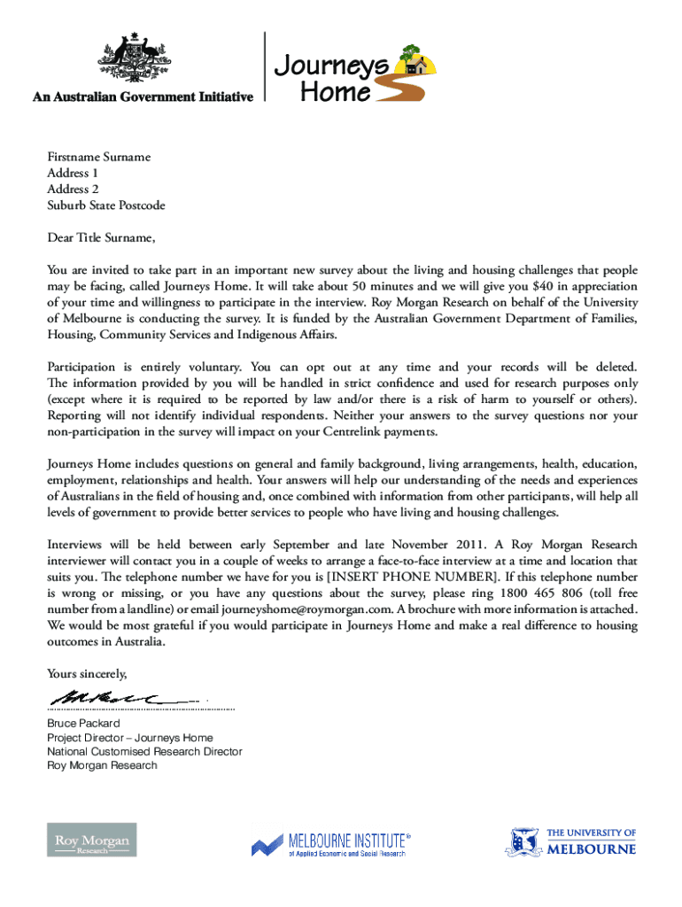 Fillable Online Journeys Home Approach Letter Wave 1. Journeys Home Fax ...