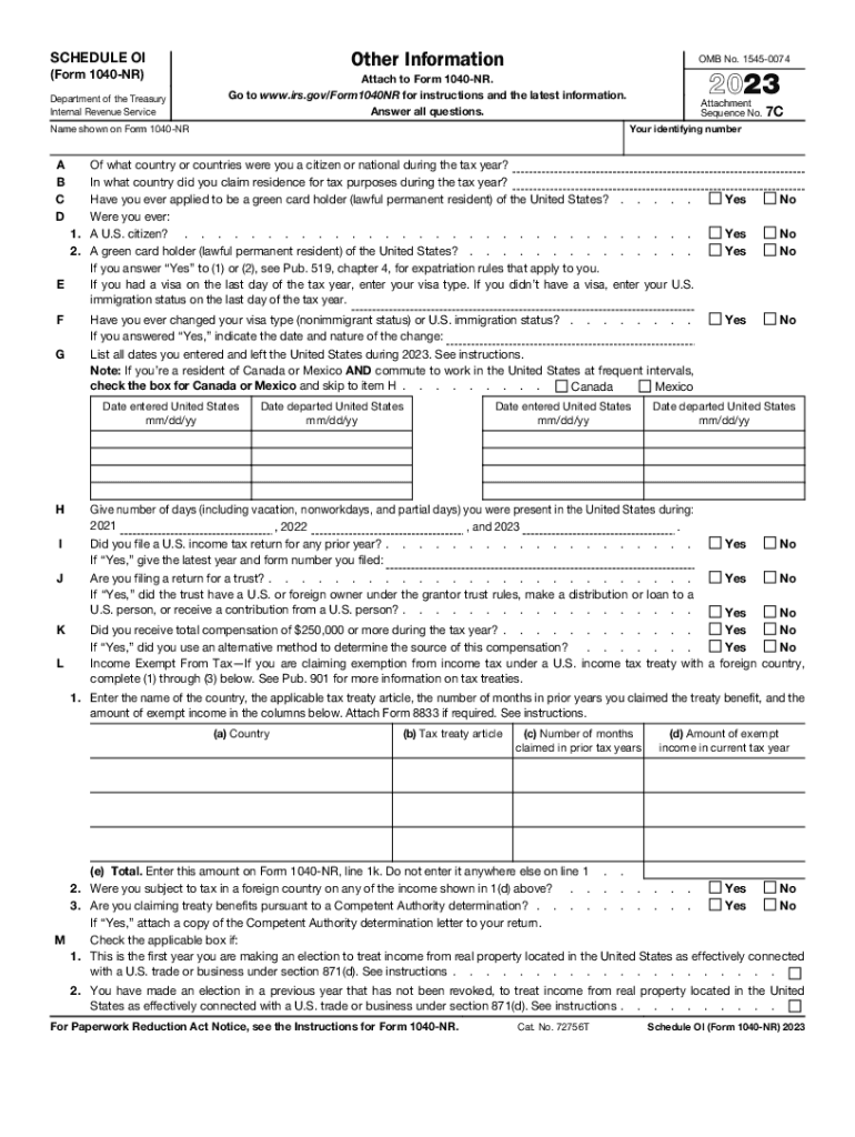 US Nonresident Alien Income Tax ReturnForm 1040NR Preview on Page 1