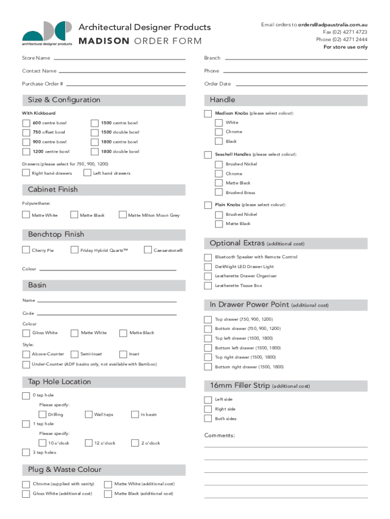 Curated visual reference: Fillable Online Architectural Designer Products Madison Order Form Fax Photo Inspiration