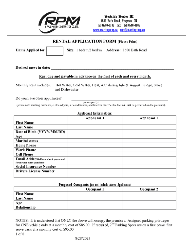 Fillable Online RENTAL APPLICATION FORM (Please Print) - Apartments Fax ...