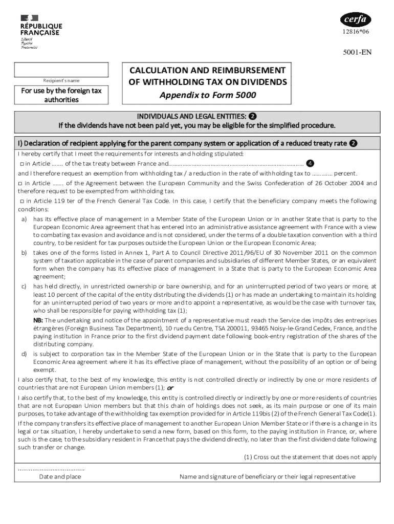 form 5001 Preview on Page 1