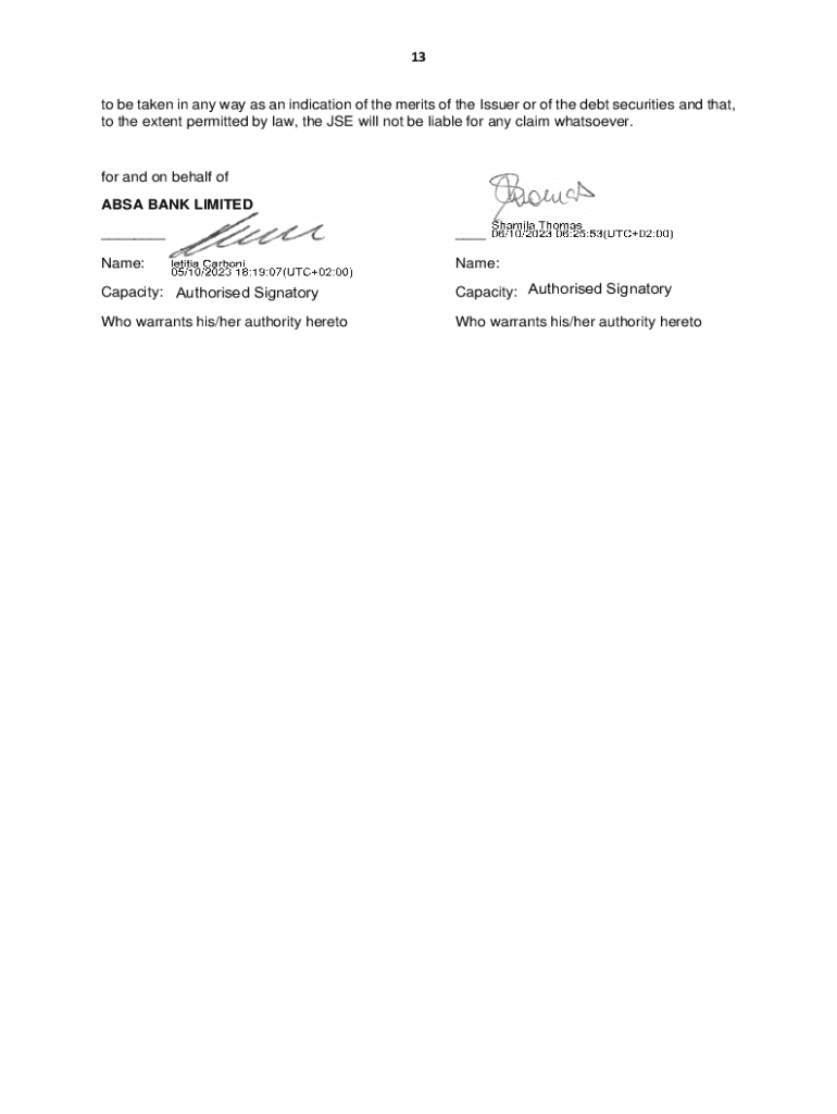 Fillable Online Issuer Disclosure Schedule Standard Bank Investor