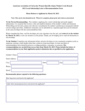 CTA Scholarships Recommendation Form