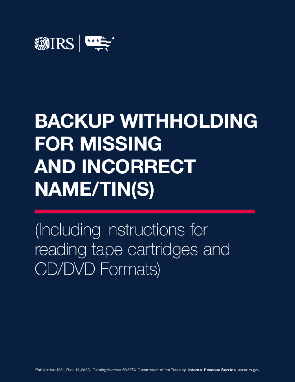 Backup Withholding For Missing And Incorrect Name/tin(S) - Irs