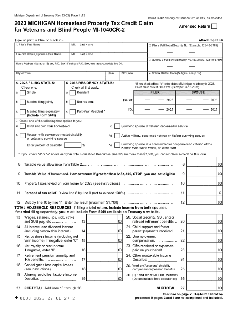 michigan homestead property tax credit 2023 Preview on Page 1