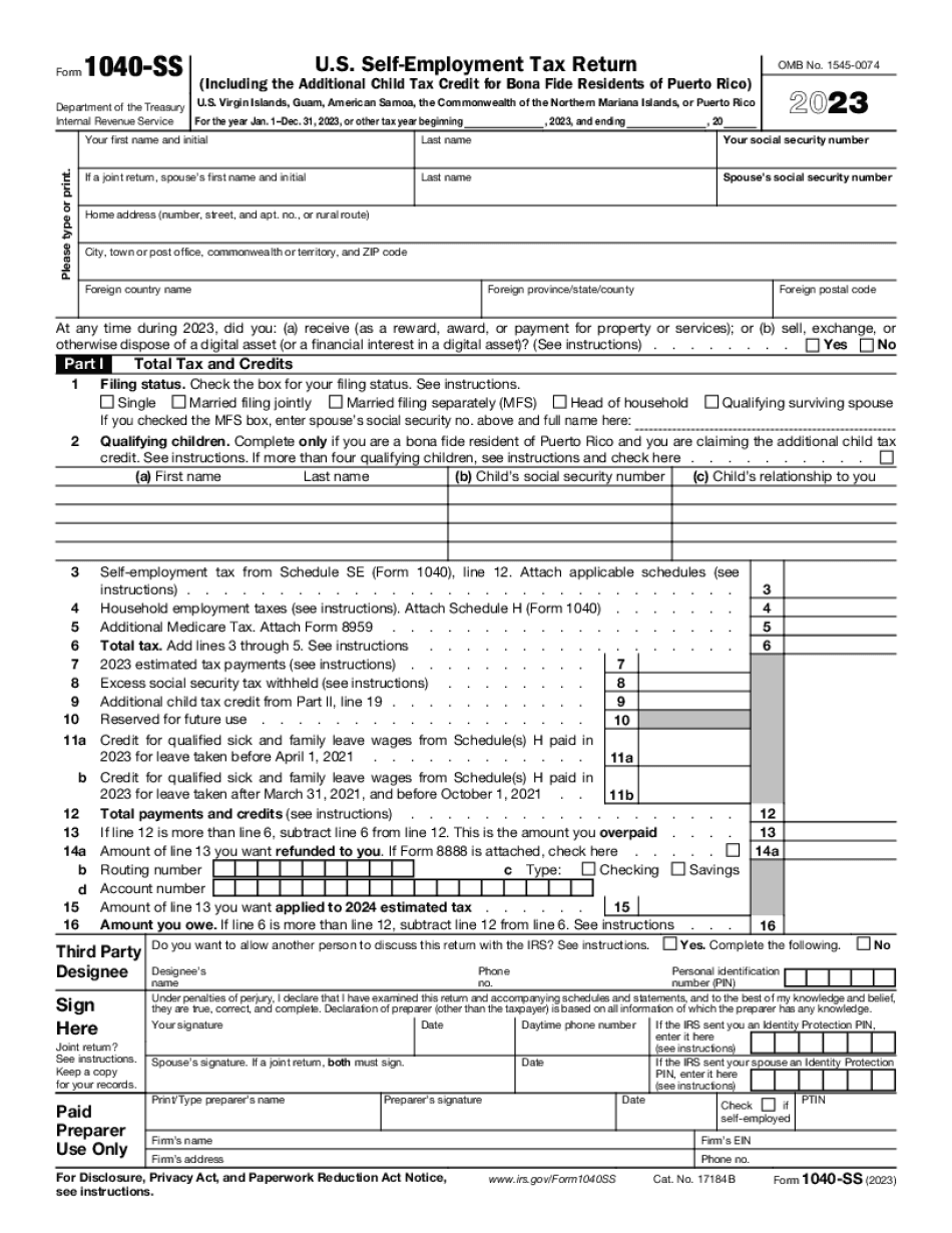 What is a 1040 Ss tax form