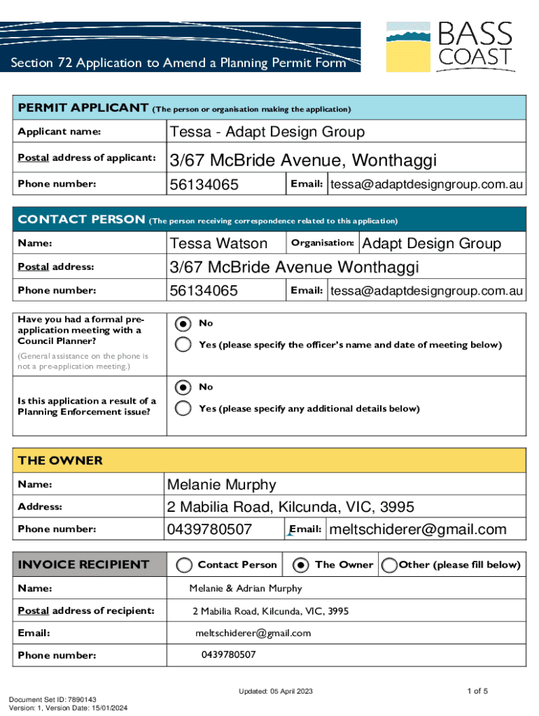 Fillable Online ECM7890143v1Planning Permit Application - 106593 ...