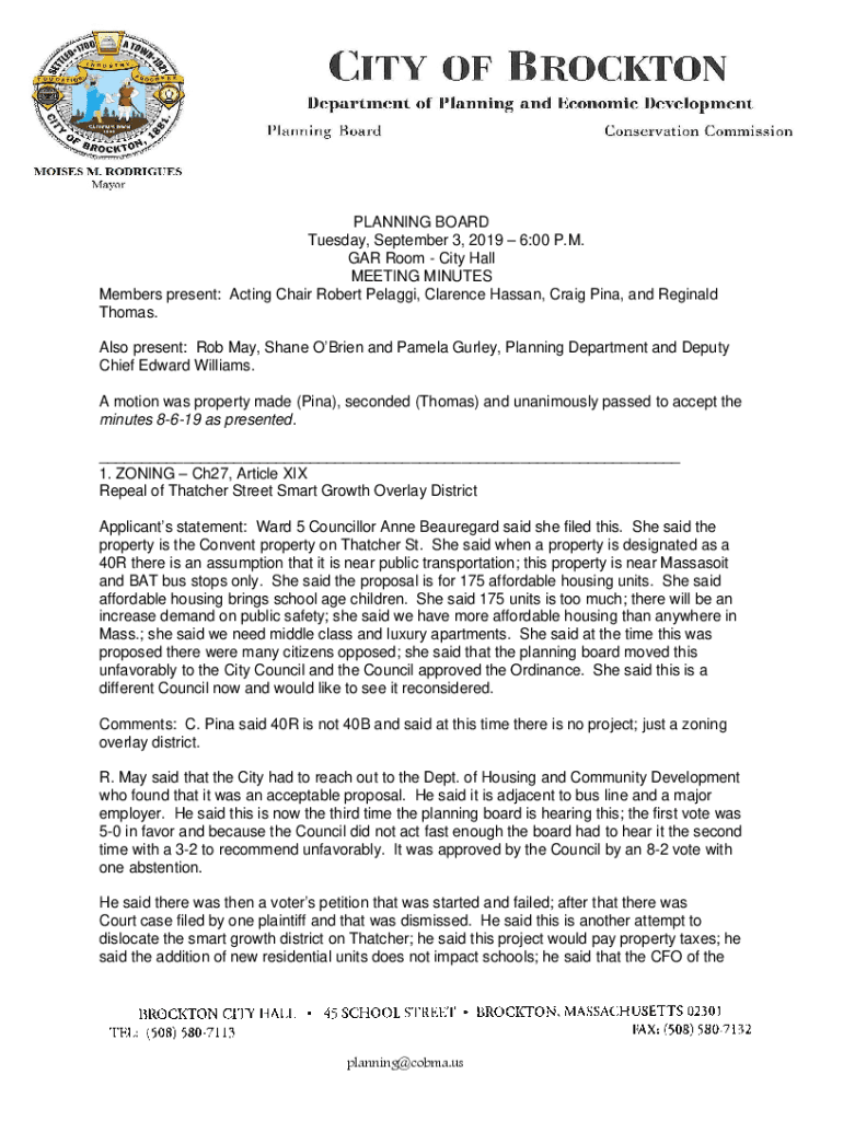 Fillable Online brockton ma Planning Board Robert Pelaggi, Cla Fax