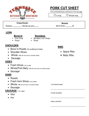 Fillable Online PORK CUT SHEETS (customer).xlsx Fax Email Print - pdfFiller