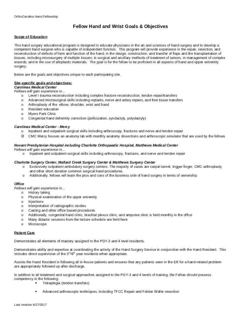 FREIDA Hand Surgery (ORS) Residency and Fellowship Listing Doc Template