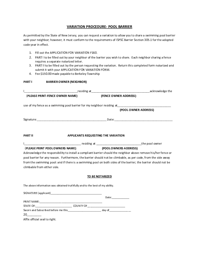 Fillable Online twp berkeley nj Pool Permit RequirementsOfficial site of Cranford NJ Fax